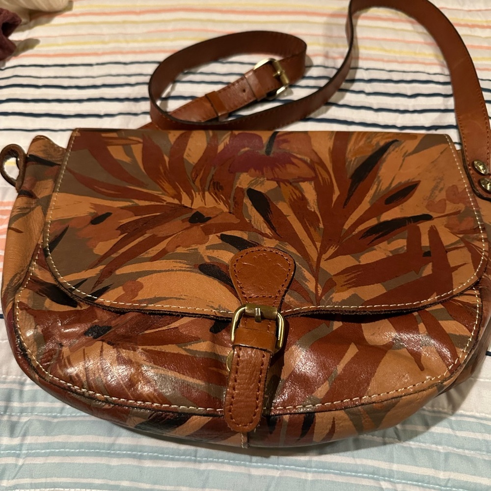 Patricia Nash Brown Floral Crossbody Bag